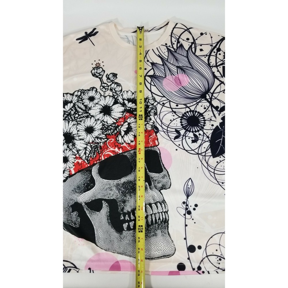 Zootop Bear Men's 2XL Floral Skull Bandana Bold Graphic 2 Sided T Shirt Stretchy - Picture 7 of 7